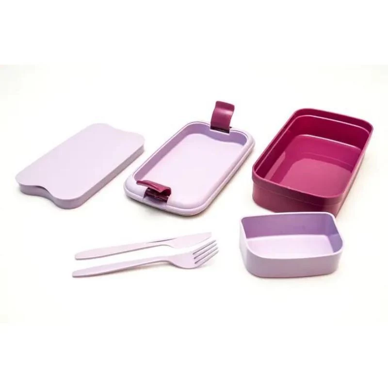 CURVER Lunch&Go Rectangular Food Bowl with Cutlery 1.4L Purple