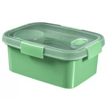 CURVER Food Container Lunch Kit Rectangle 1.2L Smart Eco To Go 20x15x9cm Soft Green