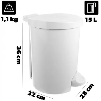 CURVER Deco Pedal Bin 15L White with Removable Inner Bucket