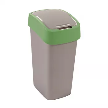 CURVER Flip Bin 45L Waste Bin Silver/Green