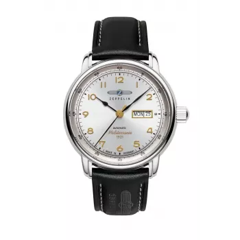 Zeppelin Mediterranee Men's Swiss Quartz Watch 96641, 40mm, Beige Dial, Brown Leather Strap