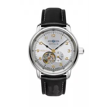Zeppelin Mediterranee Automatic Men's Watch 96661, 40mm, Silver Dial, Brown Leather Strap