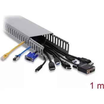 Delock 22141 Wiring Duct 100 x 50 mm, 1 m, Grey, Slotted, PVC, UL94 V-0