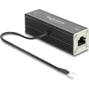 Delock RJ45 Network Surge Protector Cat.6A, PoE++ Compatible, 10 Gbps, Shielded, Black