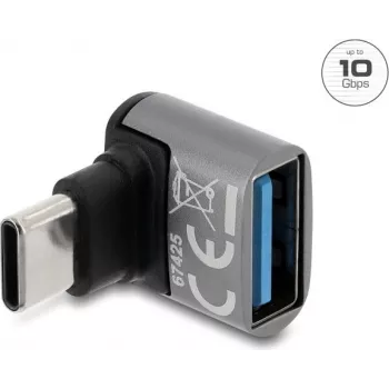Delock USB 10 Gbps Adapter USB Type-C Male to USB Type-A Female, Angled Upwards, Aluminium Housing
