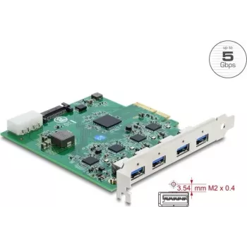 Delock PCI Express x4 Card to 4 x USB 5 Gbps USB Type-A Quad Channel