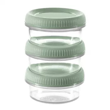 Curver Smart Eco To Go Round Sauce Cups 3-Piece Set, 0.08 L Each, Soft Green