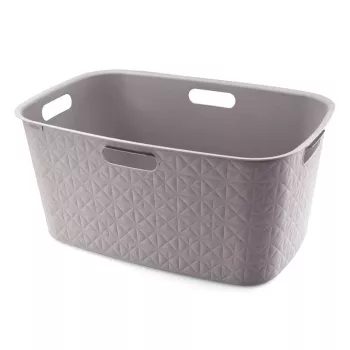 CURVER Softex 45L Laundry Basket, Grey Brown, 57x37x27cm