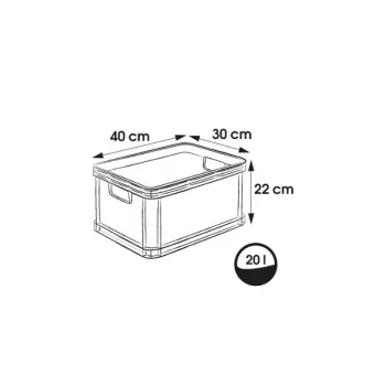 KEEEPER Robert 20L Euro Container, 400 x 300 x 220 mm, Graphite, Load Capacity 30 kg, Stackable, Food Safe