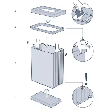 CURVER Rectangular Metallized Waste Bin Verto Recycle 54L Pearl Pink