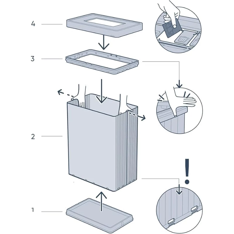 CURVER Rectangular Metallized Waste Bin Verto Recycle 54L Pearl Pink