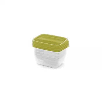 CURVER Rectangular Food Container Set 4 x 0.75 L Vedo Transparent Green | Airtight & Stackable