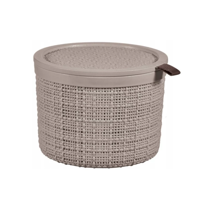 CURVER Basket with Lid Jute Round 2L Ø17x13cm Beige