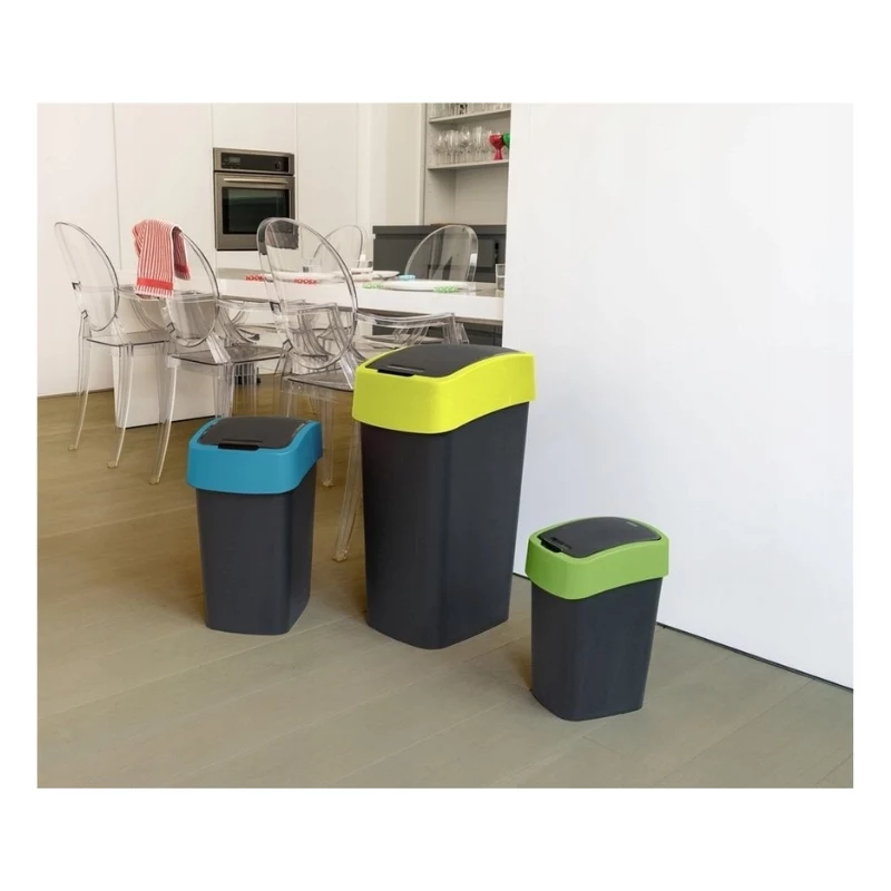 Curver Flip Bin 9L Black and Yellow Waste Bin