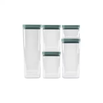 CURVER Kara Dry Food Storage Container Set 0.5L + 2x1.2L + 1.8L + 2.4L, Transparent/Teal, 6-Piece Airtight Stackable BPA-Free