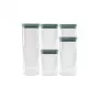 CURVER Kara Dry Food Storage Container Set 0.5L + 2x1.2L + 1.8L + 2.4L, Transparent/Teal, 6-Piece Airtight Stackable BPA-Free