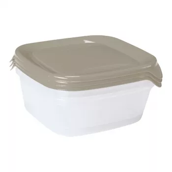 CURVER Fresh&Go 3-Piece Square Food Container Set 0.8L Beige