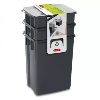 CURVER Biobox Waste Bin Set 2x10L + 6L Grey