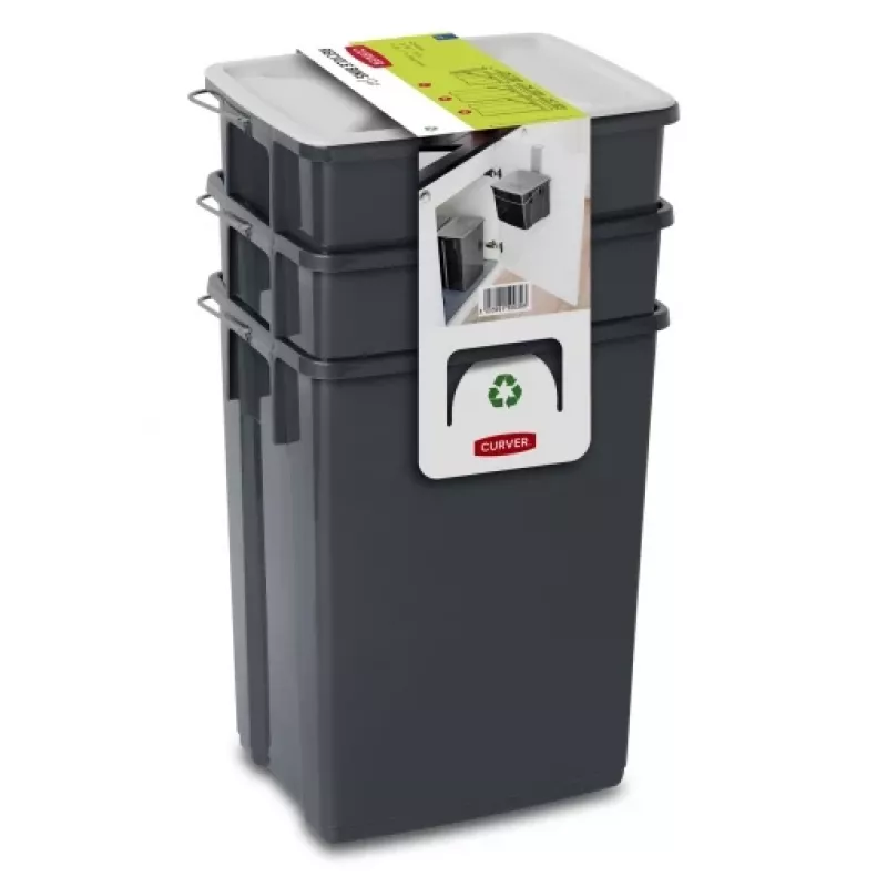 CURVER Biobox Waste Bin Set 2x10L + 6L Grey