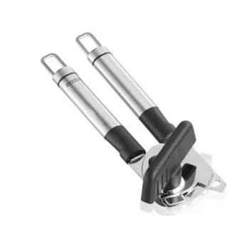 LEIFHEIT ProLine Stainless Steel Manual Can Opener with Bottle Opener, Silver/Black