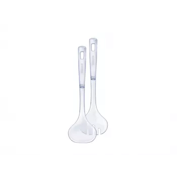 LEIFHEIT Sterling Salad Servers, Stainless Steel with Black Plastic Handles, 2-Piece Set, Dishwasher Safe