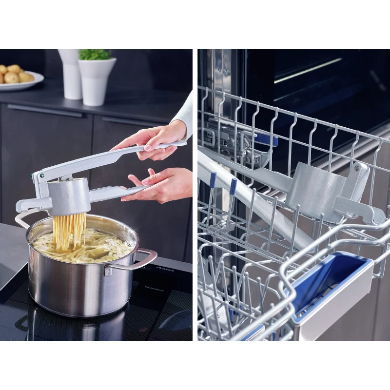 LEIFHEIT Potato and Dumpling Spätzle Press with Stainless Steel Lever Mechanism, Integrated Pot Hook, Dishwasher Safe