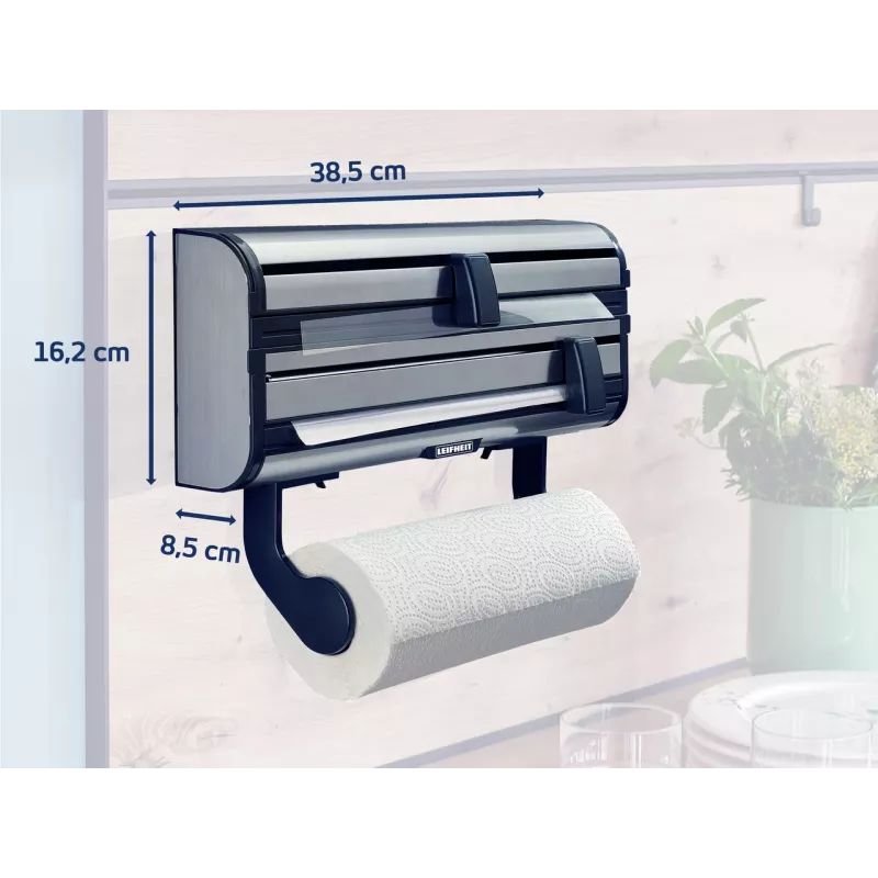 LEIFHEIT Parat Royal Wall-Mounted Dispenser for Paper, Foil & Film, White/Silver