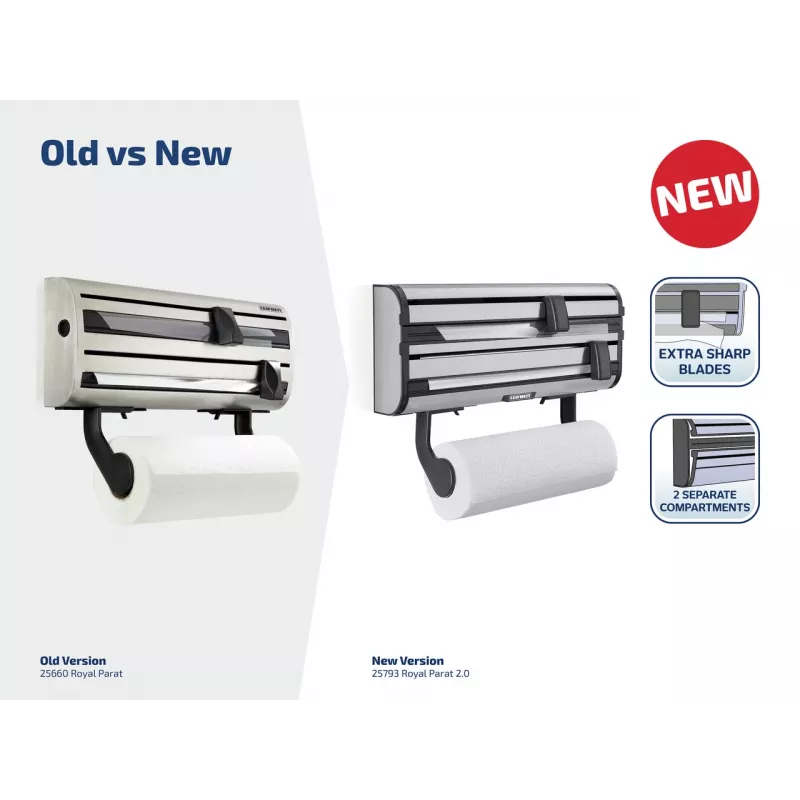 LEIFHEIT Parat Royal Wall-Mounted Dispenser for Paper, Foil & Film, White/Silver