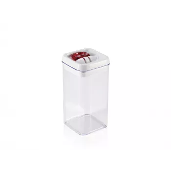 LEIFHEIT Fresh&Easy Food Storage Container 1.2 L, Airtight, BPA-Free, Transparent with White/Grey Lid