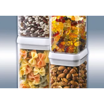LEIFHEIT Fresh&Easy Food Storage Container 1.2 L, Airtight, BPA-Free, Transparent with White/Grey Lid