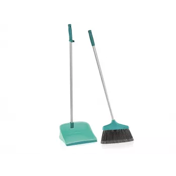 LEIFHEIT Long-handled Scrubbing Scoop and Brush, 120 cm, White/Turquoise
