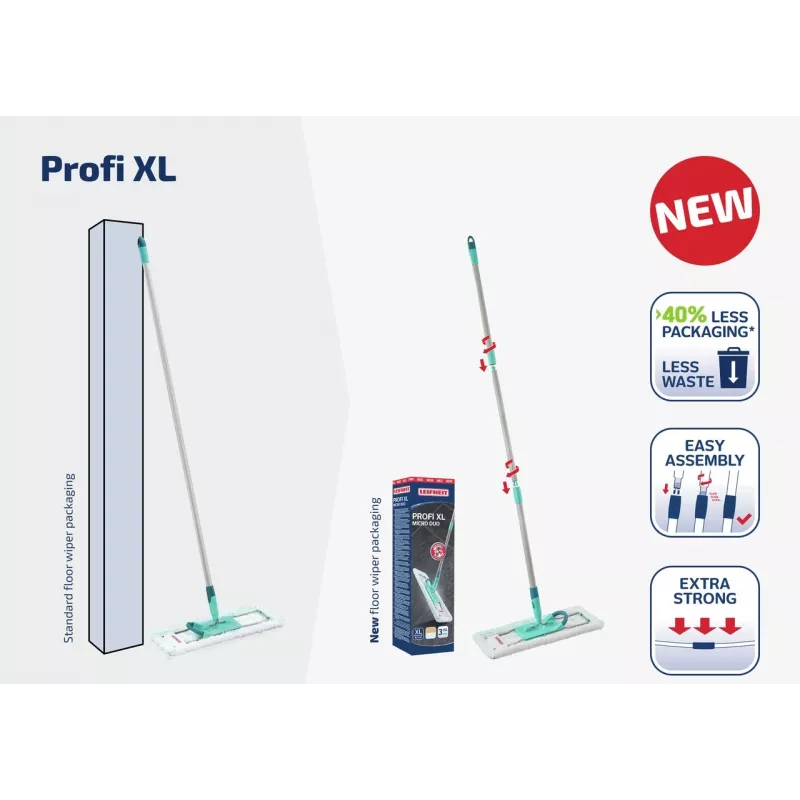LEIFHEIT Profi XL Micro Duo 42 cm Floor Brush with Foldable Handle
