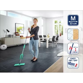 LEIFHEIT Picobello M Micro Duo Floor Wiper with Telescopic Handle, 33 cm Cleaning Width, Green/White