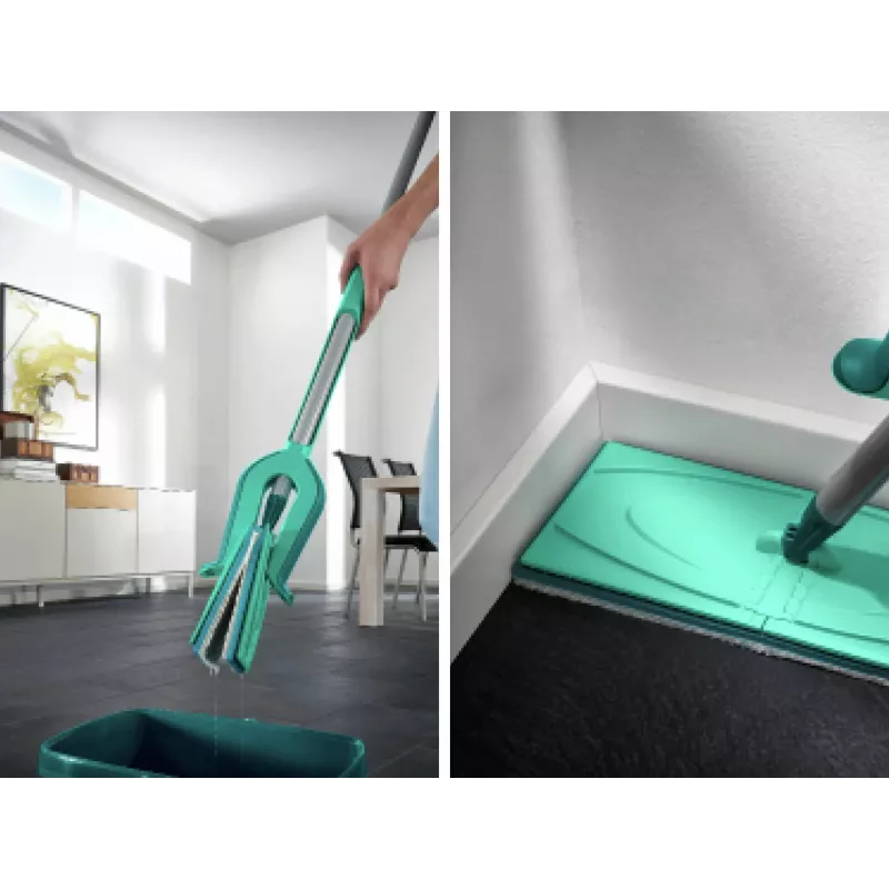 LEIFHEIT Picobello M Micro Duo Floor Wiper with Telescopic Handle, 33 cm Cleaning Width, Green/White