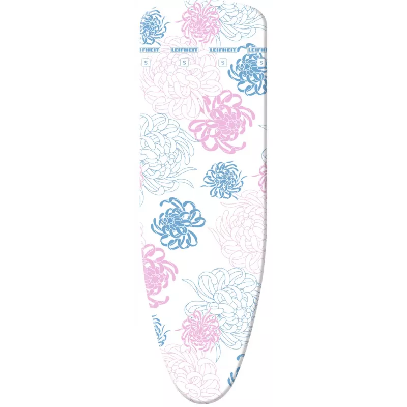 LEIFHEIT Cotton Classic S Ironing Board Cover 112x34 cm, 100% Cotton, Foam Padding, Drawstring Fit, Blue/White Pattern