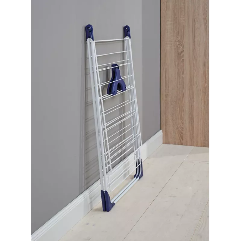 LEIFHEIT Classic 200 Flex Tumble Dryer, 20 m Drying Length, Foldable Standing Wing Dryer, White/Blue