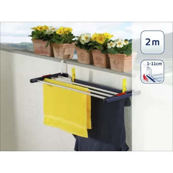LEIFHEIT Hanging Tumble Dryer Quartett 20, 2m Drying Length, 4 Coated Steel Rods, Foldable, White/Blue