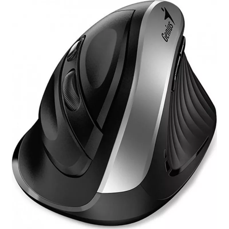 UNITEK Genius Ergo 8250S Wireless Ergonomic Mouse, 1600 DPI, Black-Silver