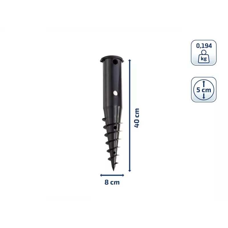 LEIFHEIT Screw-in Ground Anchor for Rotary Dryers, Galvanized Steel, 50 mm Pole, 44 cm, Green Lid