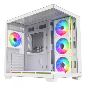 FSP Fortron M341-WA Mid-Tower PC Case with Tempered Glass and 4 ARGB Fans