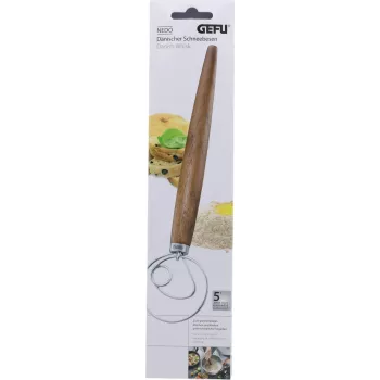 GEFU NEDO Danish Dough Whisk 14353, Stainless Steel & Wood, 33 cm