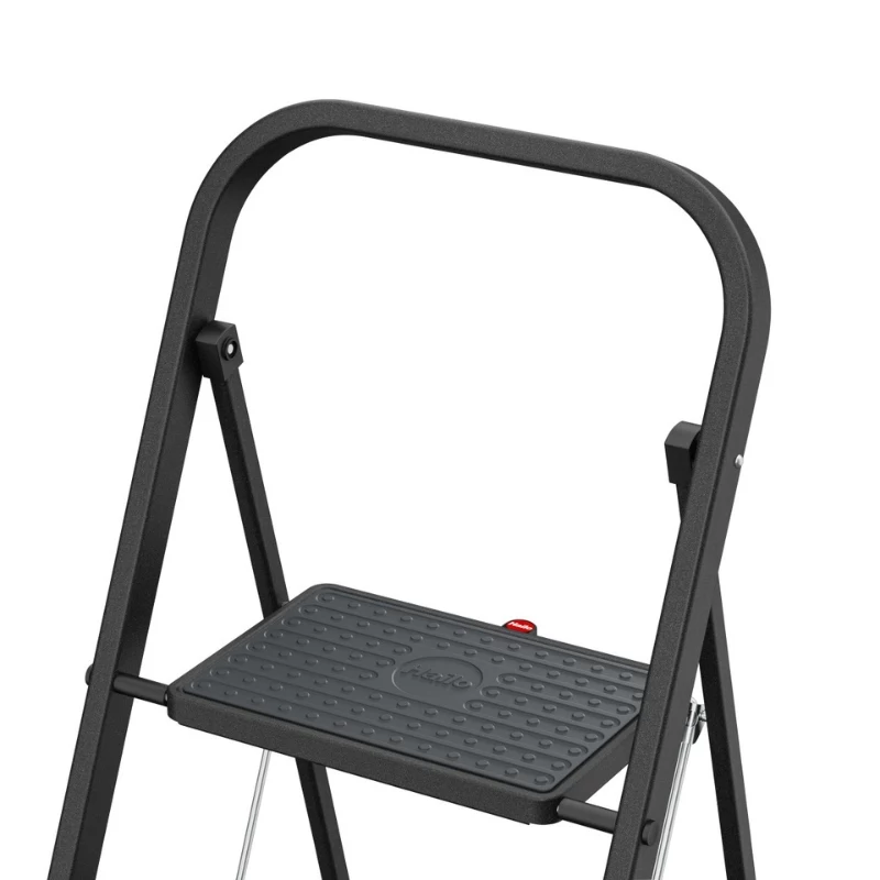 HAILO K44 StandardLine Folding Step Bench, 3 Steps, Safety Handle, Black, 150 kg