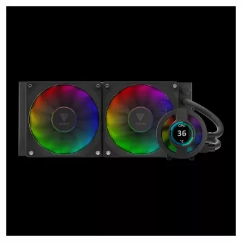GAMDIAS Chione P3-240U 240mm All-in-One Liquid CPU Cooler with 2.1 inch LCD Display, ARGB Fans, Black