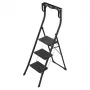 HAILO K77 ComfortLine Folding Step Stool, 3 Steps, Aluminium, Safety Handle, Black, 150 kg