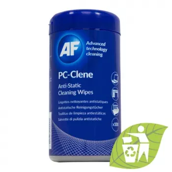 AF APCC100 ECO PC-Clene Universal Cleaning Wipes for Workspaces, 100 Wipes, Anti-Static, Alcohol-Free, Lint-Free
