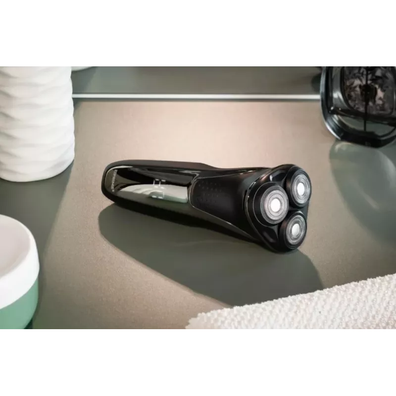 Prime3 SRS61 Rotary Electric Shaver with Pop-Up Trimmer, Black/Silver