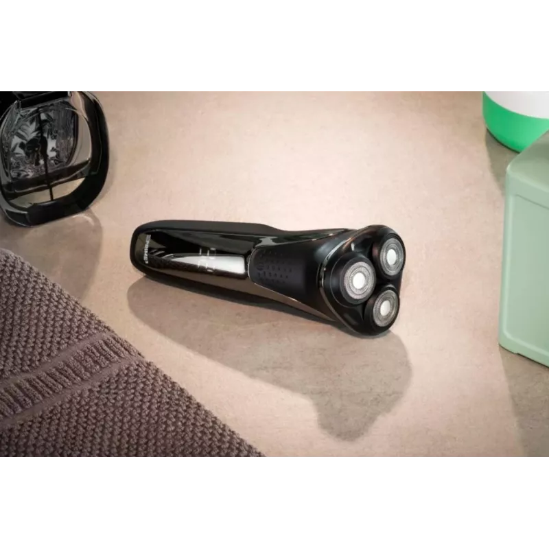 Prime3 SRS61 Rotary Electric Shaver with Pop-Up Trimmer, Black/Silver