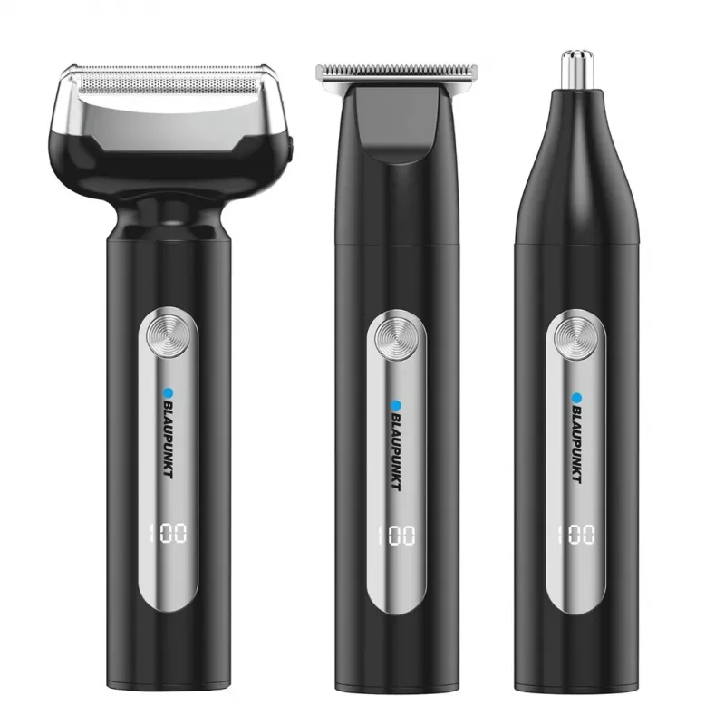 Blaupunkt MST501 Rotary Shaver with 3 Floating Heads, Wet & Dry, 60 min Cordless, USB Charging, Pop-up Trimmer, LED Display, Washable, Travel Lock