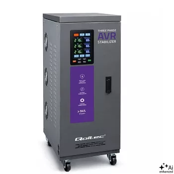 Qoltec 15kVA Three-Phase Servomotor Voltage Stabilizer AVR with LCD Display, ±3% Accuracy, Expert Line
