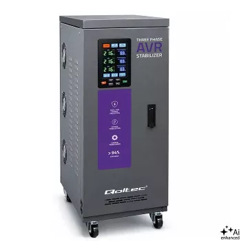 Qoltec Three-Phase AVR Voltage Stabilizer 30kVA Servomotor LCD Expert Line